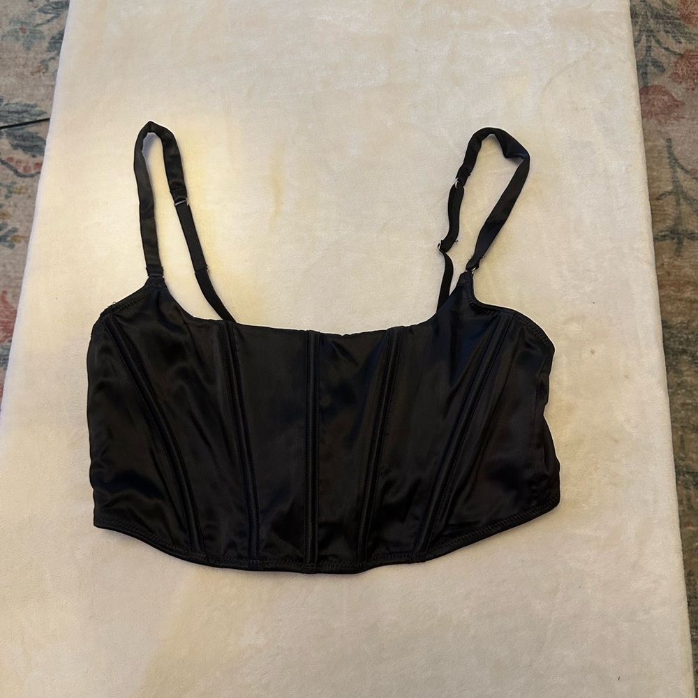 Auden Black Satin Bra Top